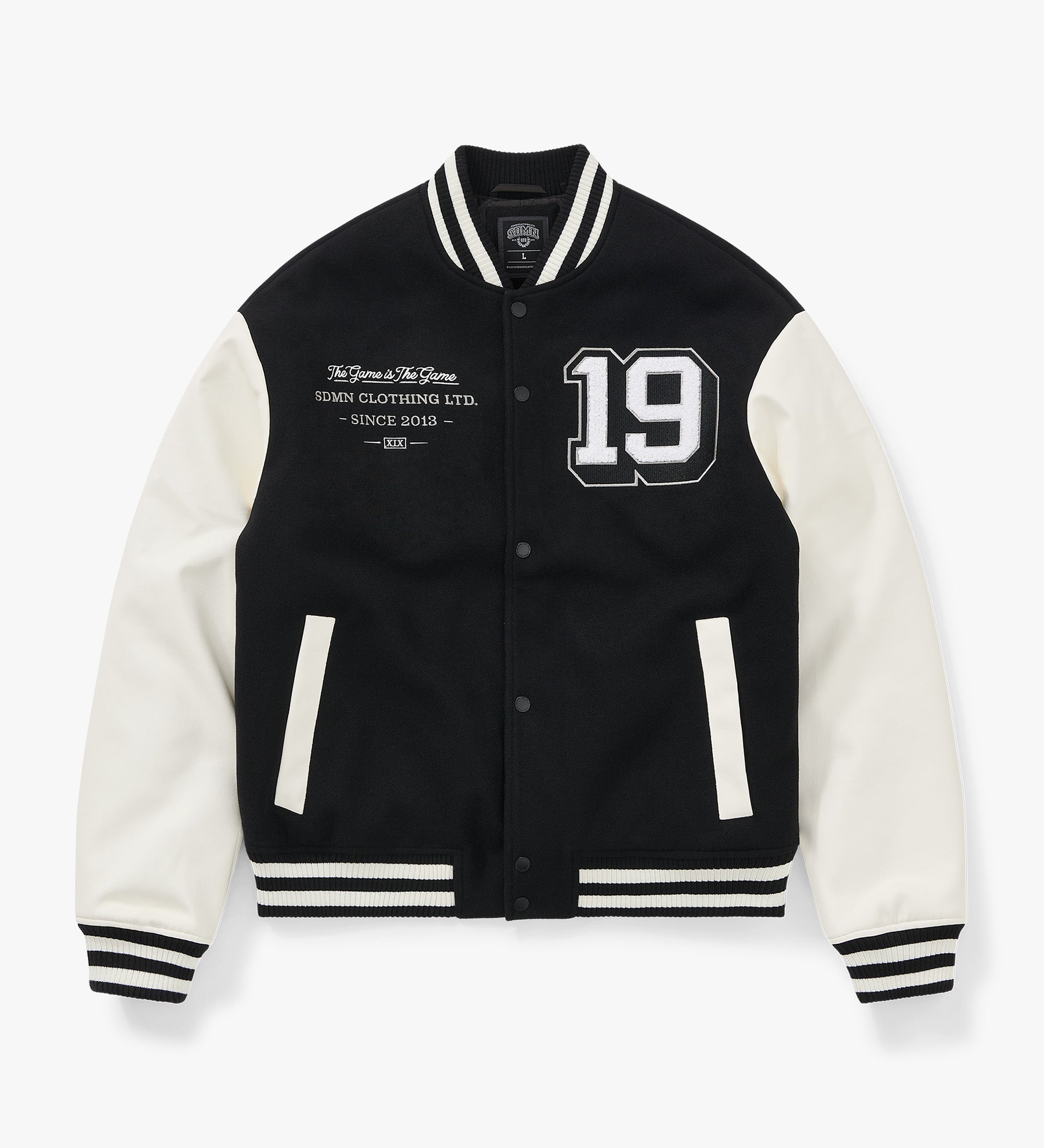 Black and white varsity jacket hotsell