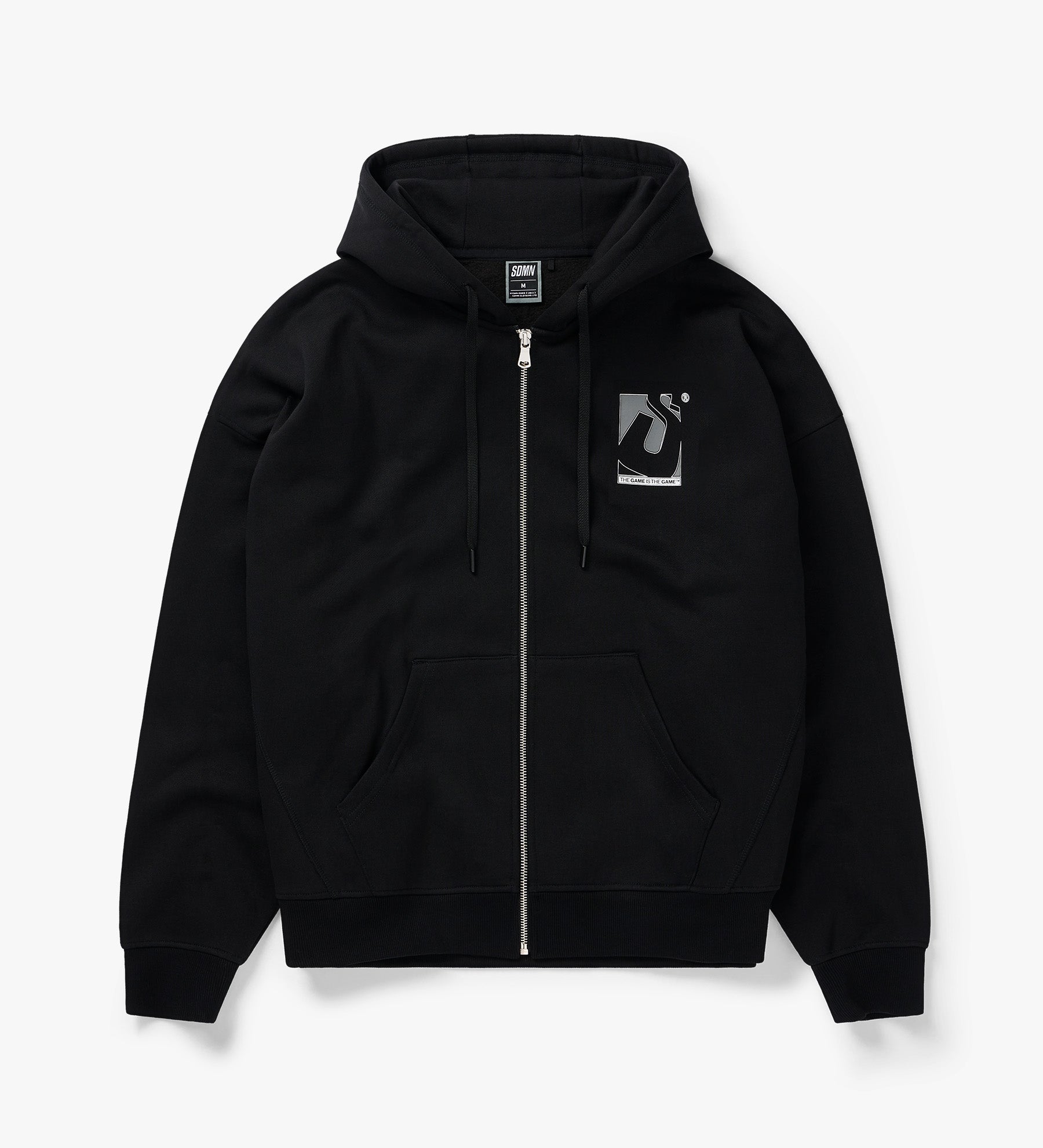 Initial Box Zip Hoodie [Black]