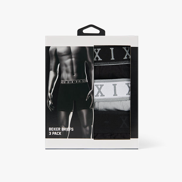 XIX Boxer Briefs 3 Pack [Black/Grey/Black]