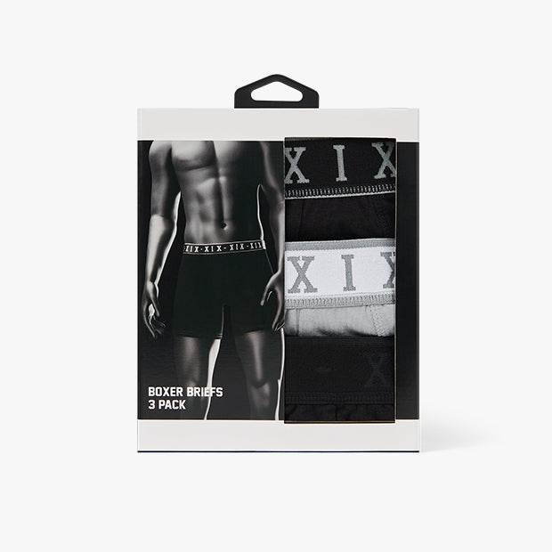 XIX Boxer Briefs 3 Pack - Black/Grey/Black
