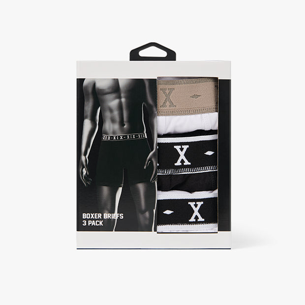 XIX Boxer Briefs 3 Pack [White/Black/White]