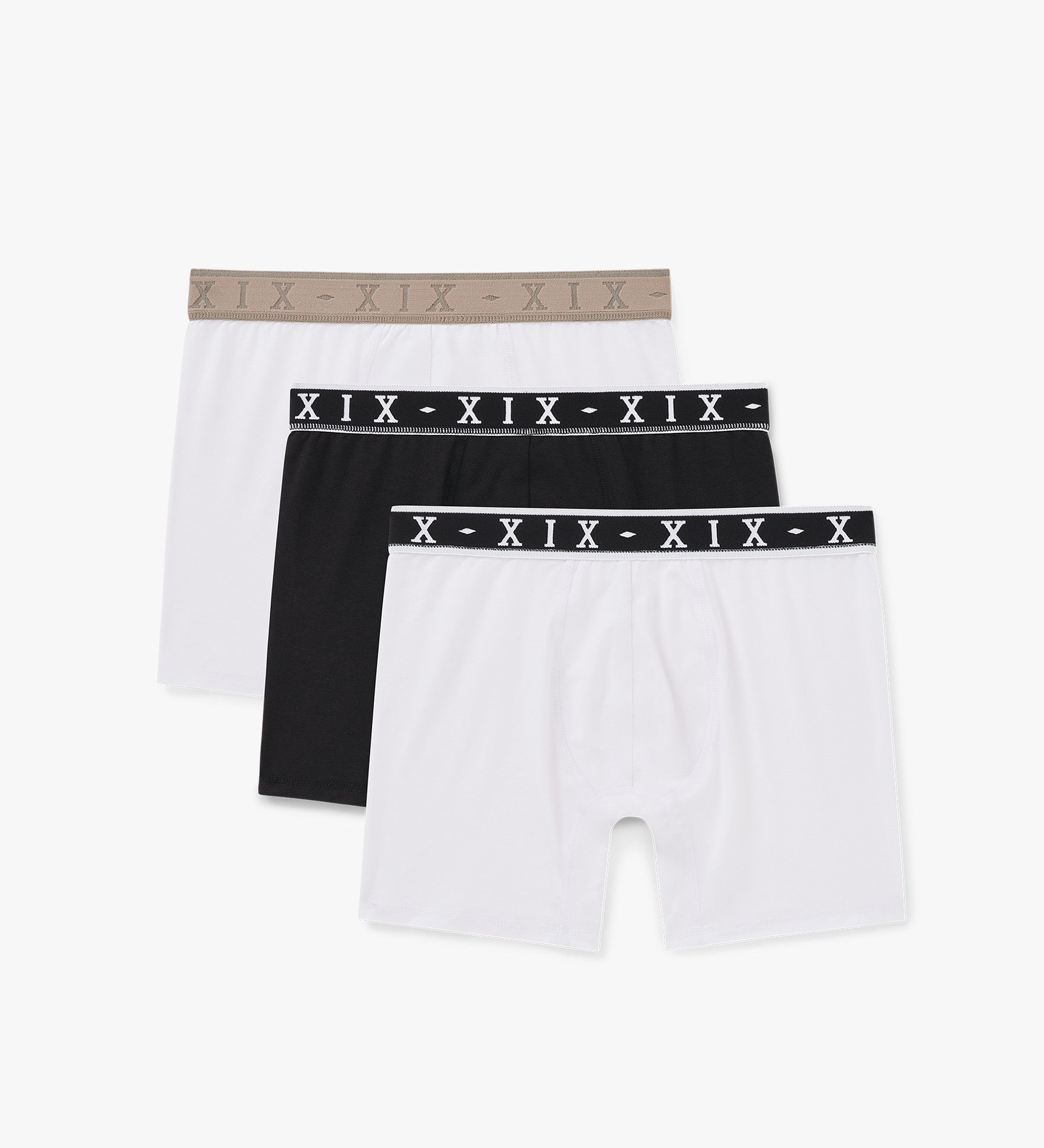 XIX Boxer Briefs 3 Pack [White/Black/White]