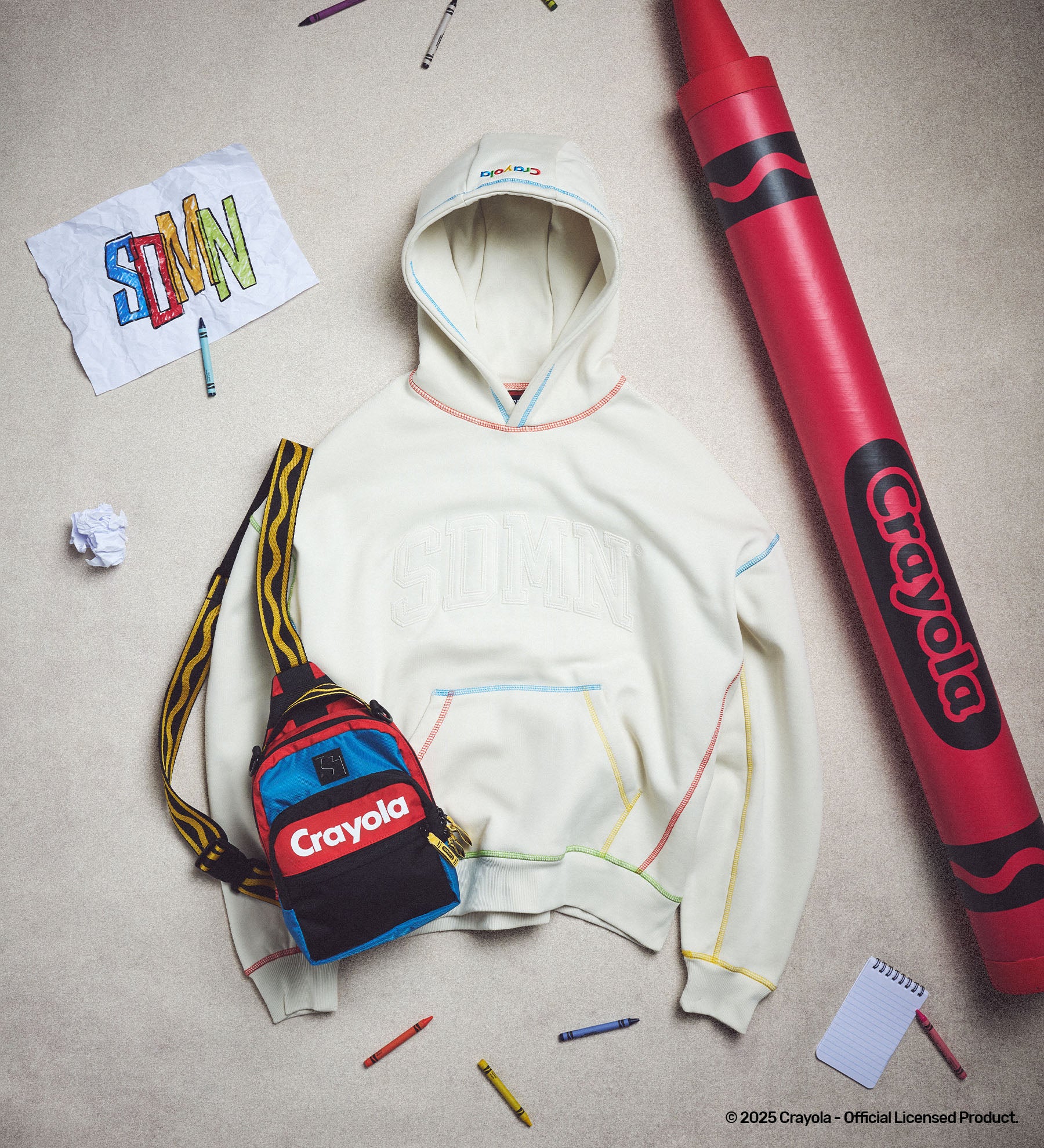 SDMN x Crayola Colour Stitch Hoodie [Buttercream]
