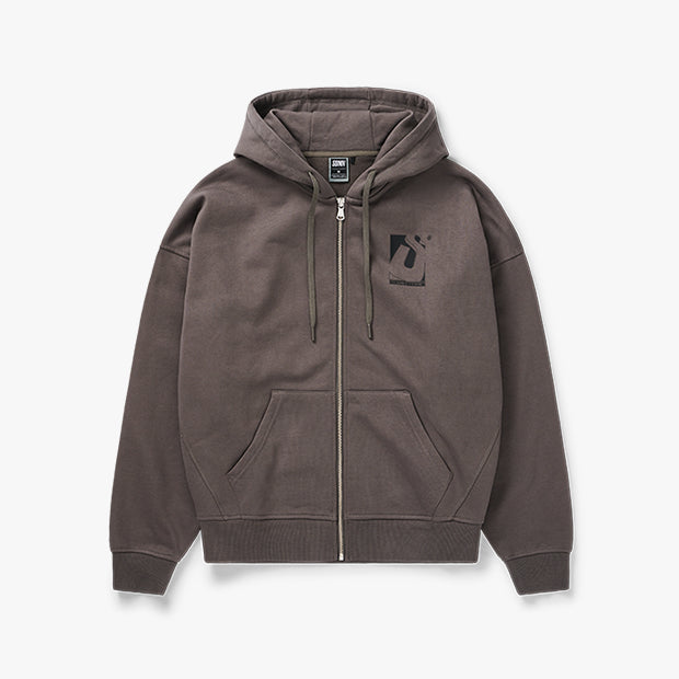 Initial Box Zip Hoodie [Phantom Grey]