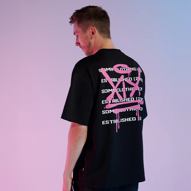 XIX Spray T-Shirt [Black/Hot Pink]